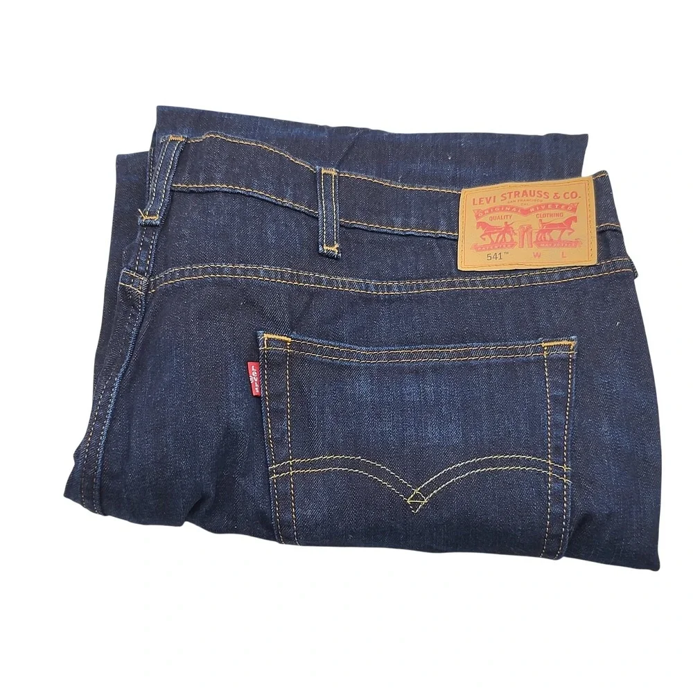 Levis 541 Athletic Taper Jeans Mens 48x29 Dark Blue Denim Cotton Stretch Classic